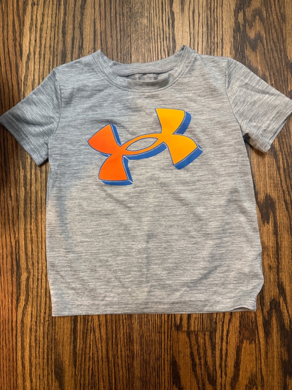Under Armour Gray Short Sleeve Tee with Orange and Blue Logo